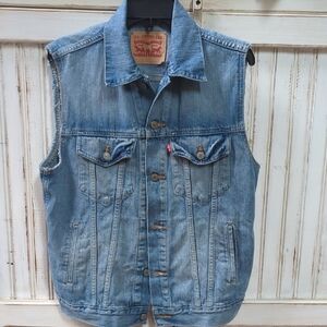 Vintage,Levi's, Blue distressed Denim Vest. Medium